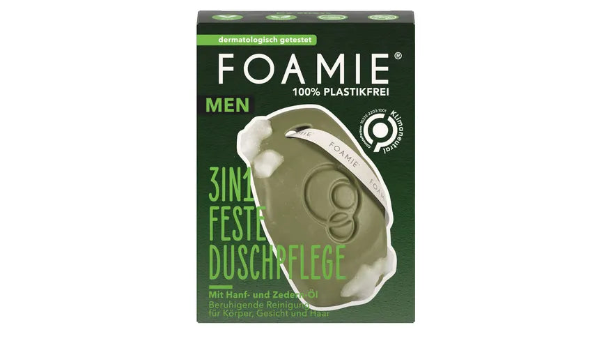 Foamie - 3in1 Duschpflege für Männer Hanfsamen und Zedernholz für beruhigende Reinigung